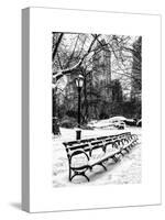 A Bench and Lamppost Snow in Central Park-Philippe Hugonnard-Stretched Canvas