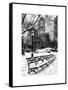 A Bench and Lamppost Snow in Central Park-Philippe Hugonnard-Framed Stretched Canvas