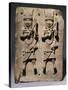 A Benin Bronze Plaque with Two Relief Figures, circa 1600-null-Stretched Canvas