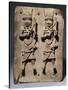 A Benin Bronze Plaque with Two Relief Figures, circa 1600-null-Stretched Canvas