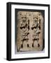 A Benin Bronze Plaque with Two Relief Figures, circa 1600-null-Framed Giclee Print