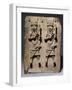 A Benin Bronze Plaque with Two Relief Figures, circa 1600-null-Framed Giclee Print