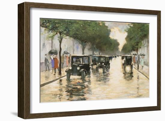 A Berlin Street in the Rain; Berliner Strasse Im Regen-Lesser Ury-Framed Giclee Print