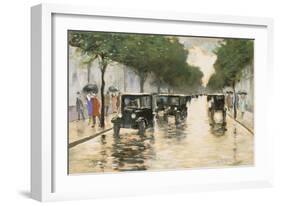 A Berlin Street in the Rain; Berliner Strasse Im Regen-Lesser Ury-Framed Giclee Print