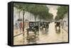A Berlin Street in the Rain; Berliner Strasse Im Regen-Lesser Ury-Framed Stretched Canvas
