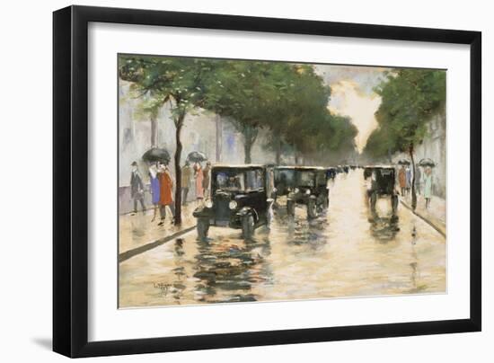 A Berlin Street in the Rain; Berliner Strasse Im Regen-Lesser Ury-Framed Premium Giclee Print