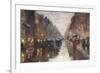 A Berlin Street in the Rain with Traffic; Berliner Strasse Beim Regen Mit Kutschen-Lesser Ury-Framed Giclee Print