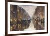 A Berlin Street in the Rain with Traffic; Berliner Strasse Beim Regen Mit Kutschen-Lesser Ury-Framed Giclee Print