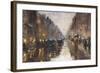 A Berlin Street in the Rain with Traffic; Berliner Strasse Beim Regen Mit Kutschen-Lesser Ury-Framed Giclee Print