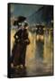 A Berlin Street Scene by Night with Coaches-Lesser Ury-Framed Stretched Canvas