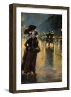 A Berlin Street Scene by Night with Coaches-Lesser Ury-Framed Giclee Print