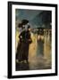 A Berlin Street Scene by Night with Coaches-Lesser Ury-Framed Giclee Print