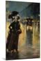 A Berlin Street Scene by Night with Coaches-Lesser Ury-Mounted Giclee Print