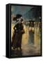 A Berlin Street Scene by Night with Coaches-Lesser Ury-Framed Stretched Canvas