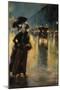 A Berlin Street Scene by Night with Coaches-Lesser Ury-Mounted Premium Giclee Print