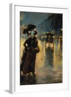 A Berlin Street Scene by Night with Coaches-Lesser Ury-Framed Giclee Print