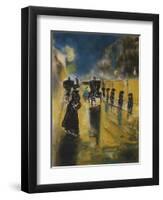 A Berlin Street Scene with Coaches; Kutschen, Berliner Strasse-Lesser Ury-Framed Giclee Print