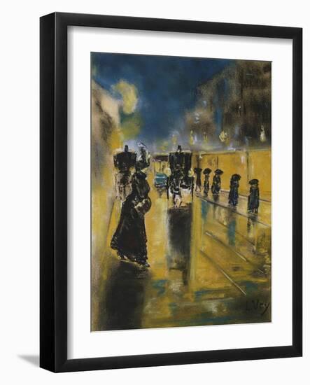 A Berlin Street Scene with Coaches; Kutschen, Berliner Strasse-Lesser Ury-Framed Giclee Print