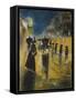 A Berlin Street Scene with Coaches; Kutschen, Berliner Strasse-Lesser Ury-Framed Stretched Canvas