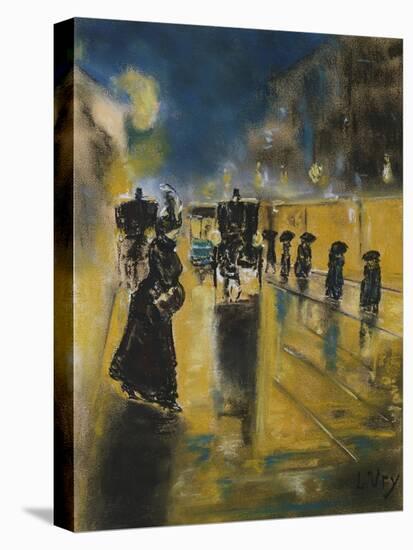 A Berlin Street Scene with Coaches; Kutschen, Berliner Strasse-Lesser Ury-Stretched Canvas