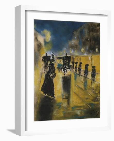 A Berlin Street Scene with Coaches; Kutschen, Berliner Strasse-Lesser Ury-Framed Giclee Print