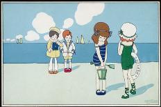 Children on the Beach, a Boy in a Sailor Suit Has His Trousers Bitten by a Crab-A. Bertiglia-Stretched Canvas