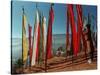 A Bhutanese Man Straightens a Prayer Flag at a Buddhist Shrine-null-Stretched Canvas