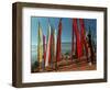 A Bhutanese Man Straightens a Prayer Flag at a Buddhist Shrine-null-Framed Photographic Print