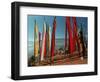 A Bhutanese Man Straightens a Prayer Flag at a Buddhist Shrine-null-Framed Photographic Print