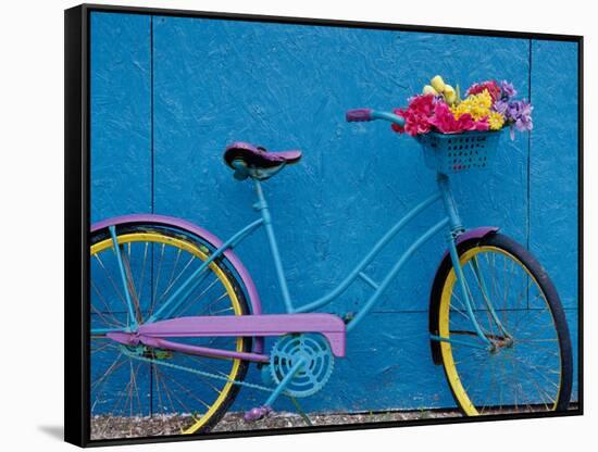 A Bicycle Against a Wall-null-Framed Stretched Canvas