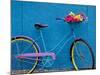 A Bicycle Against a Wall-null-Mounted Photographic Print