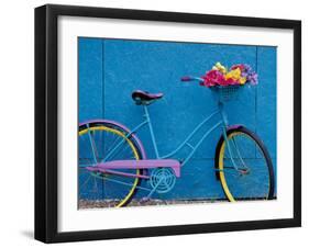 A Bicycle Against a Wall-null-Framed Photographic Print