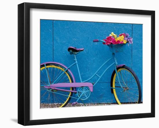 A Bicycle Against a Wall-null-Framed Photographic Print