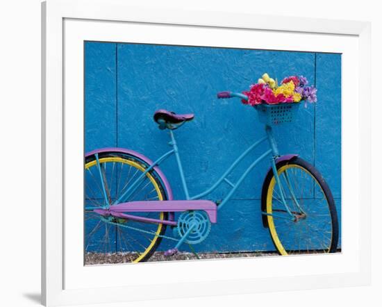 A Bicycle Against a Wall-null-Framed Photographic Print