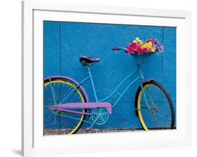 A Bicycle Against a Wall-null-Framed Photographic Print