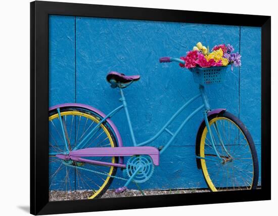 A Bicycle Against a Wall-null-Framed Photographic Print