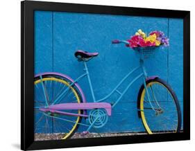 A Bicycle Against a Wall-null-Framed Photographic Print