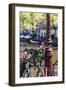 A Bicycle Decorated with Flowers by a Canal, Amsterdam, Netherlands, Europe-Amanda Hall-Framed Premium Photographic Print