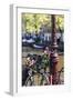 A Bicycle Decorated with Flowers by a Canal, Amsterdam, Netherlands, Europe-Amanda Hall-Framed Premium Photographic Print