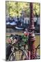 A Bicycle Decorated with Flowers by a Canal, Amsterdam, Netherlands, Europe-Amanda Hall-Mounted Premium Photographic Print