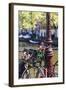 A Bicycle Decorated with Flowers by a Canal, Amsterdam, Netherlands, Europe-Amanda Hall-Framed Photographic Print