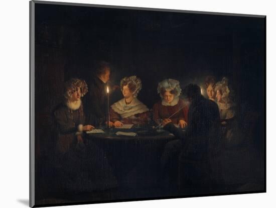 A Biedermeier 'Tischgesellschaft' (Table Society) Playing a Parlour Game by Candlelight, 1829-Petrus van Schendel-Mounted Giclee Print