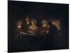 A Biedermeier 'Tischgesellschaft' (Table Society) Playing a Parlour Game by Candlelight, 1829-Petrus van Schendel-Stretched Canvas