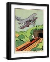 A Biplane and a Steam Train-null-Framed Photographic Print