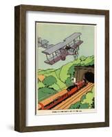 A Biplane and a Steam Train-null-Framed Photographic Print