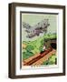 A Biplane and a Steam Train-null-Framed Photographic Print