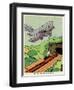 A Biplane and a Steam Train-null-Framed Photographic Print