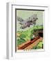 A Biplane and a Steam Train-null-Framed Photographic Print