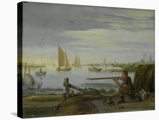 A Bird Hunter on a Riverbank, Arent Arentsz-Arent Arentsz-Stretched Canvas