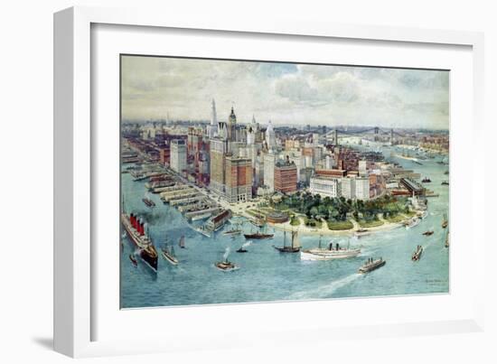 A Bird's Eye View of Lower Manhattan, 1911-Richard Rummell-Framed Giclee Print